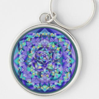 Porte-clés Fleur de vie bleu~