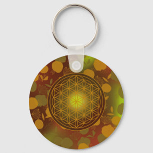 Porte-clés fleur de vie, chakra,zen,géométrie sacrée,