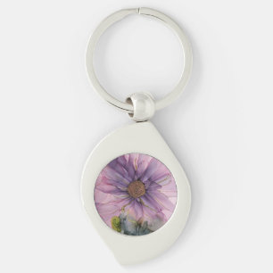 Porte-clés fleur d'encre d'alcool rose et violet
