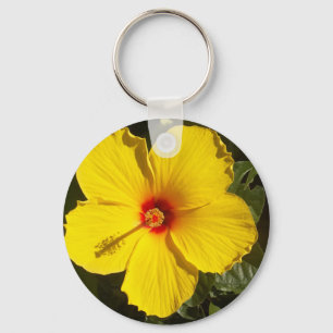 Porte-clés Fleur d'Hibiscus jaune