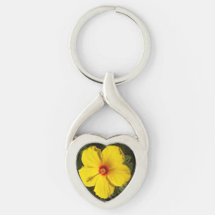 Porte-clés Fleur d'Hibiscus jaune