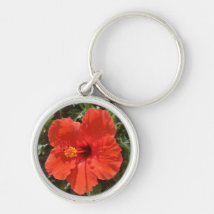Porte-clés Fleur d'hibiscus rouge porte - clé tropical