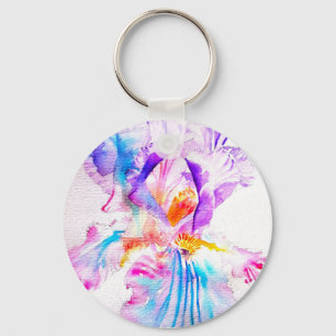 Porte-clés Fleur d'iris pourpre Faveur de mariage floral Fleu