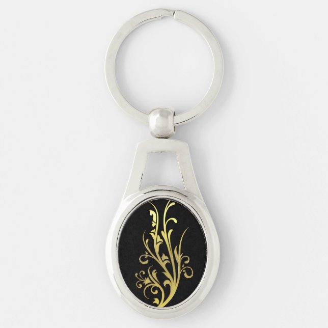 Porte-clés Fleur d'or fausse de luxe abstrait (Devant)