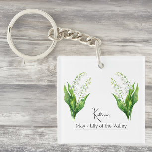 Porte-clés Fleur du mois de naissance mai Lys de la vallée