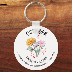 Porte-clés Fleur du mois de naissance OCTOBRE Christian