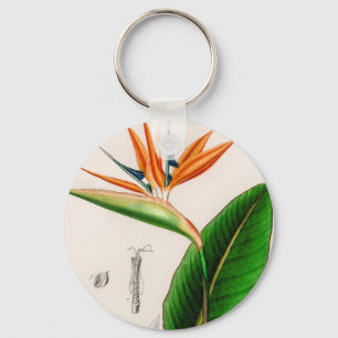 Porte-clés Fleur du paradis vintage illustré