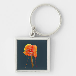 Porte-clés Fleur florale gribouillante Abstraite art moderne