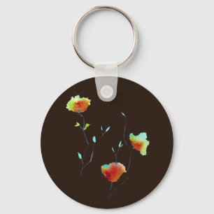 Porte-clés Fleur florale simple moderne art d'automne