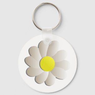 PORTE-CLÉS FLEUR FRAÎCHE DE MARGUERITE BLANCHE, FLEUR DE
