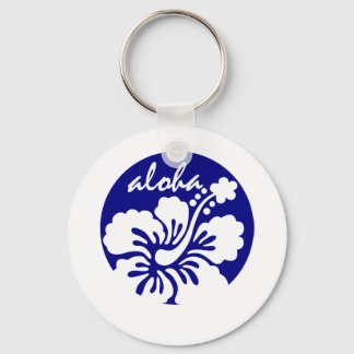 Porte-clés fleur Hawaii bleue