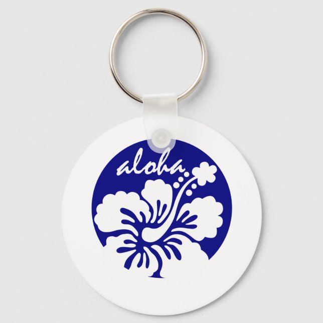 Porte-clés fleur Hawaii bleue (Recto)