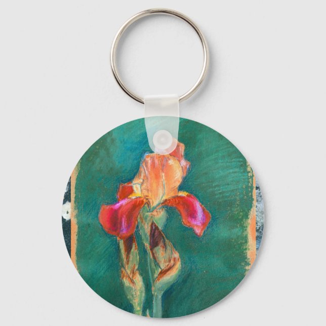 Porte-clés Fleur Iris colorée (Recto)