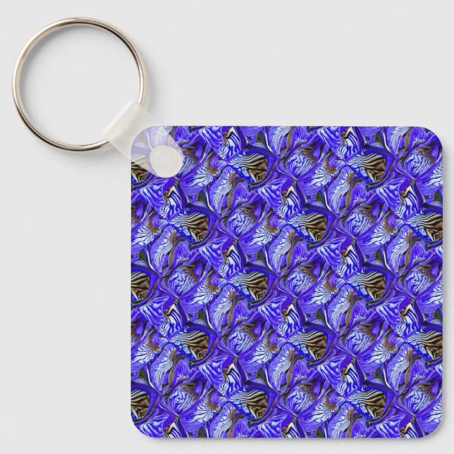 Porte-clés Fleur Iris Violet / Esthétique / Carrelé / (Recto)