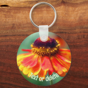 Porte-clés Fleur Jaune Orange Zinnia Daisy Personnalisé