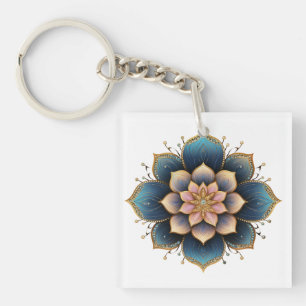 Porte-clés Fleur Mandala Lotus aux cristaux étincelants