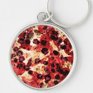 Porte-clés Fleur marguerite jaune rouge motif design abstrait