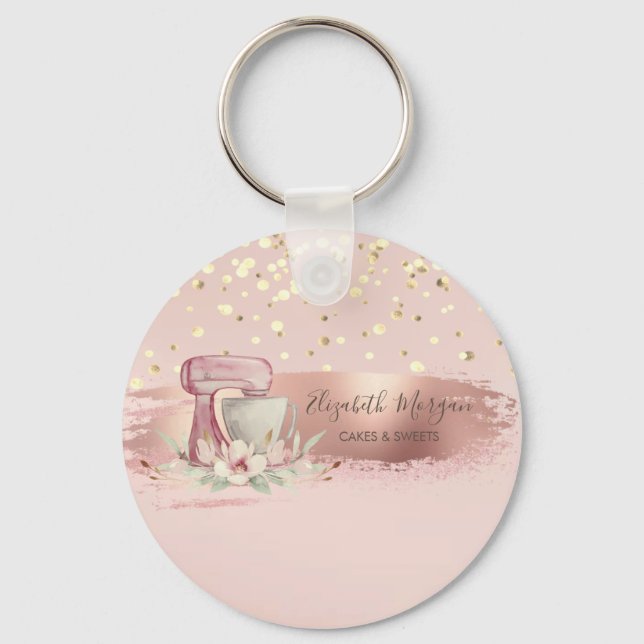 Porte-clés Fleur Mixer, Confetti Or, Brosse (Recto)