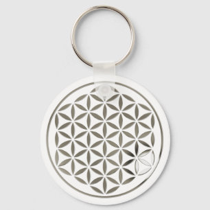 Porte-clés Fleur Of Life 1 - Timbre en argent