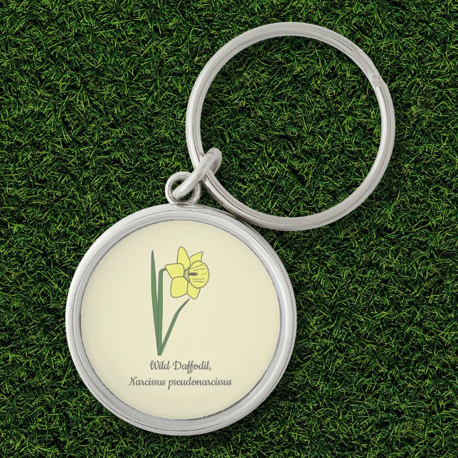 Porte-clés Fleur pastel botanique Daffodil sauvage (Botanical Wild Daffodil Flower Keychain)