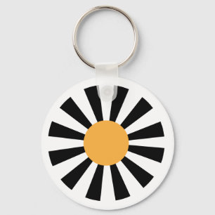 Porte-clés fleur rétro jaune noir blanc