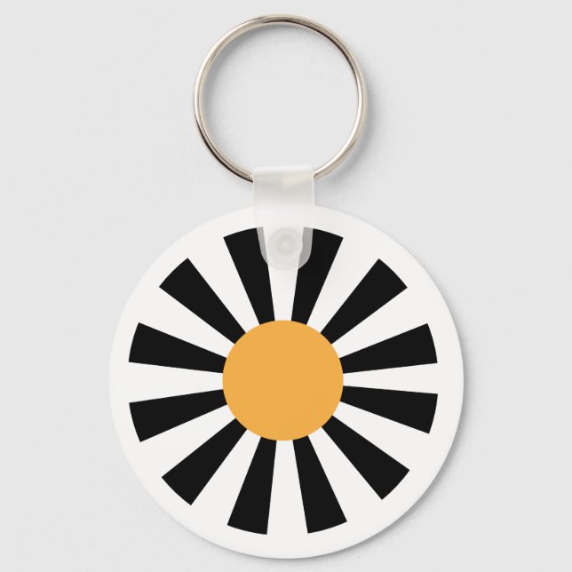 Porte-clés fleur rétro jaune noir blanc  (Verso)