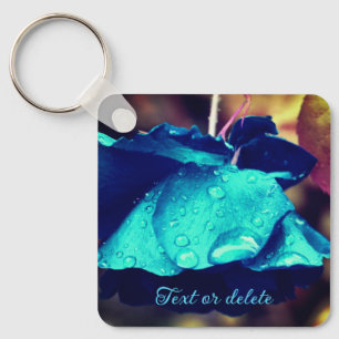 Porte-clés Fleur Rose bleu Abstraite personnalisée