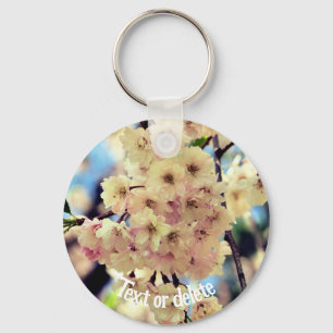 Porte-clés Fleur rose de printemps personnalisée