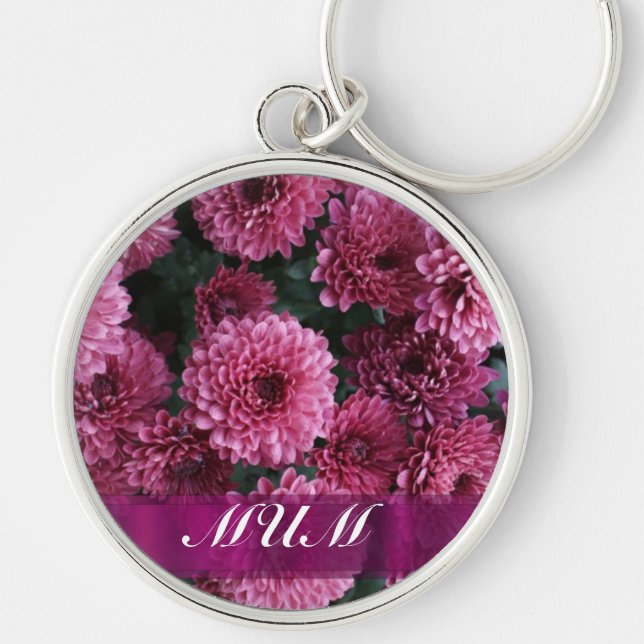 Porte-clés Fleur rose mère personnalisée (Devant)