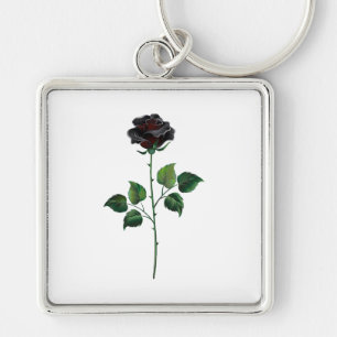 Porte-clés Fleur rose noire