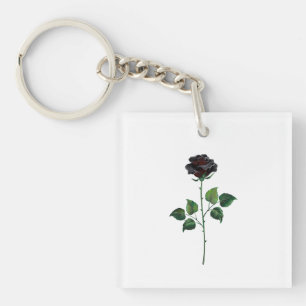 Porte-clés Fleur rose noire