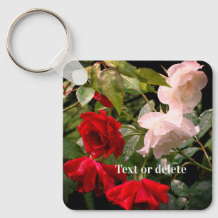 Porte-clés Fleur Rose trempée personnalisée