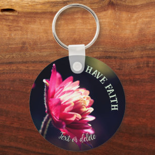 Porte-clés Fleur Rouge Ont Foi Inspiré Personnalisé