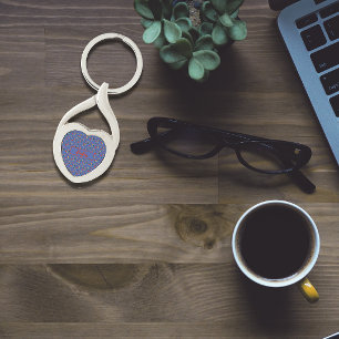 Porte-clés Fleur sauvage nom motif bleu Porte - clé métalliqu