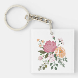 Porte-clés Fleurs aquarelle 