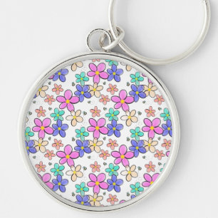 Porte-clés fleurs arc-en-ciel colorées lumineuses abeilles bo