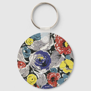Porte-clés Fleurs Art Déco vintages, motifs floraux Rose