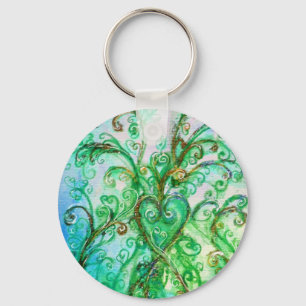 Porte-clés FLEURS BLANCHES vert vif bleu jaune