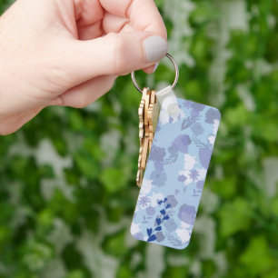 Porte-clés Fleurs bleues