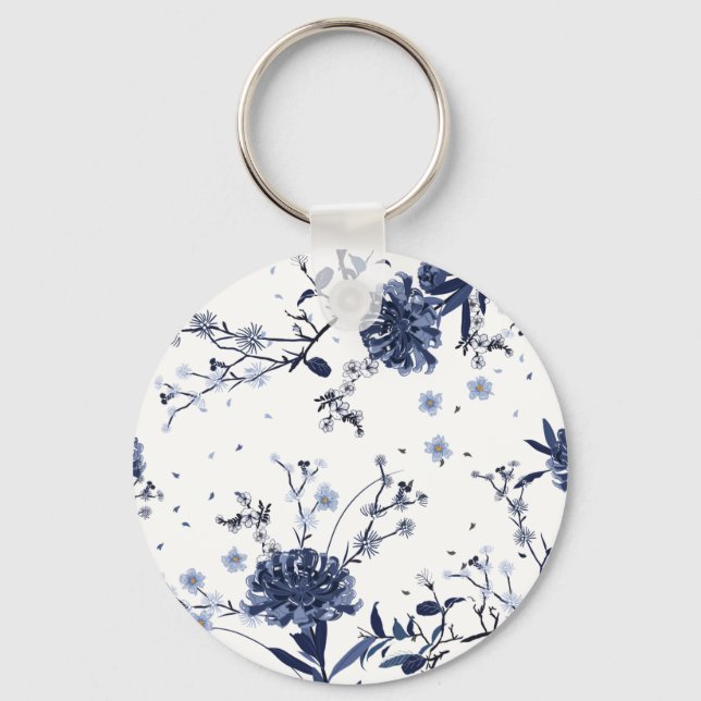 Porte-clés Fleurs bleues (Recto)