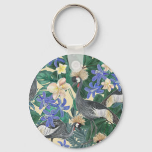 Porte-clés Fleurs Bleues Plumeria, Aquarelle Sans Couleur.