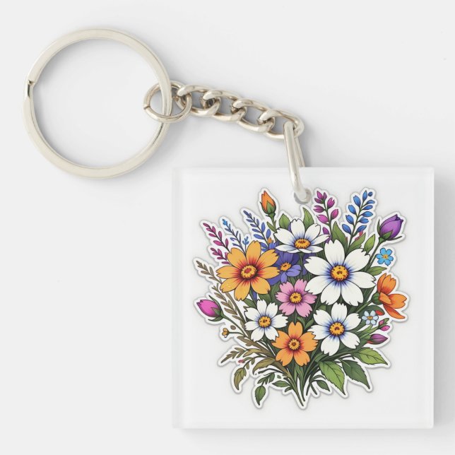 Porte-clés Fleurs, Boho Style, Fleur sauvage (Devant)