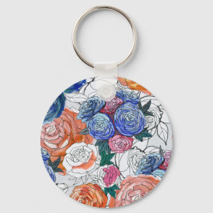 Porte-clés Fleurs colorées : Vibrant Motif sans couture