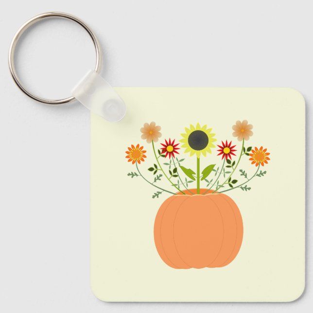 Porte-clés Fleurs d'action de grâce en Citrouille personnalis (Recto)