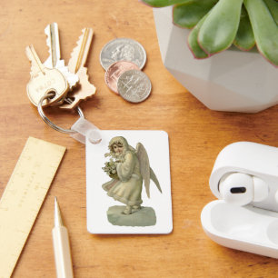 Porte-clés Fleurs d'ange de Noël vintage, découpage victorien