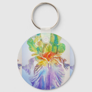 Porte-clés Fleurs d'aquarelle d'Iris mauve fleurie Key Ring