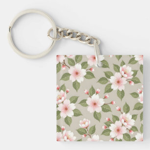 Porte-clés Fleurs de cerisier élégantes motif sans couture