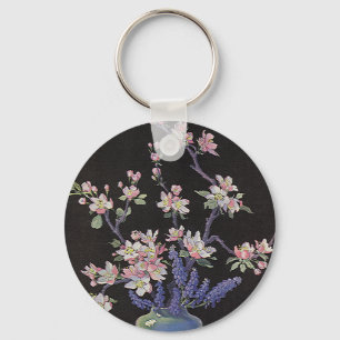Porte-clés Fleurs de cerisier florales vintage dans un vase