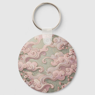 Porte-clés Fleurs de cerisier roses élégantes Art nouveau vol