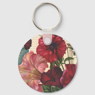 Porte-clés Fleurs de Gloire du Matin Vintage dans le Jardin